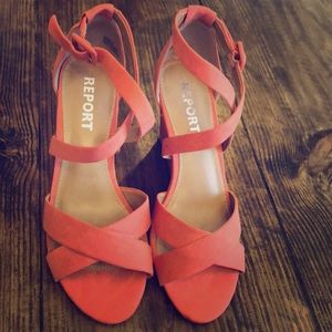 Brand new coral colored wedges